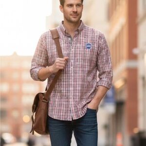 IZOD   MEN Plaid Shirt - Red and Blue. SIZE XXL